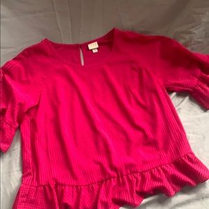 Ruffled Fuchsia Sheer Top